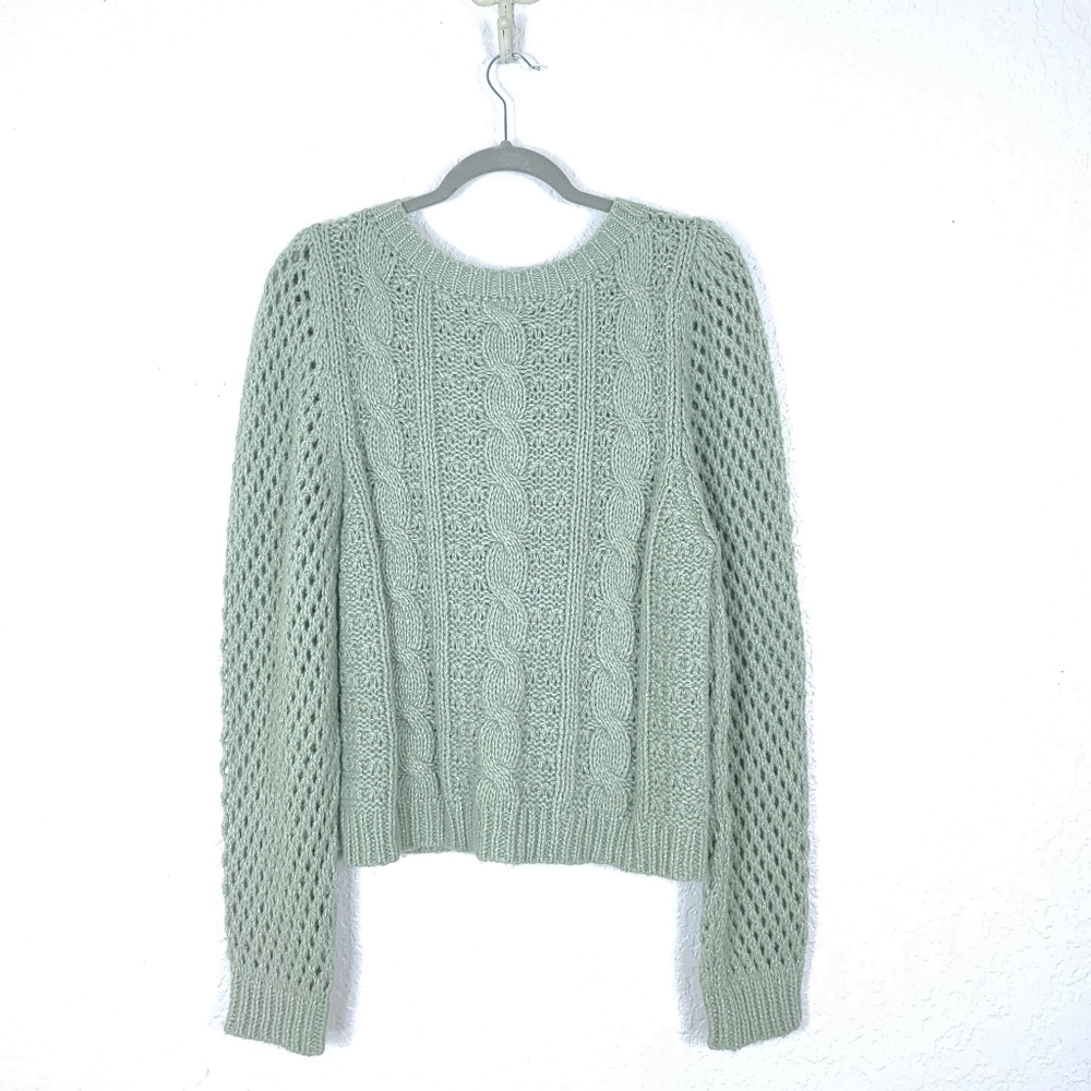 LoveShackFancy Rosie Cabled Knit Cozy Metallic Alpaca Sweater - Picture 5 of 8